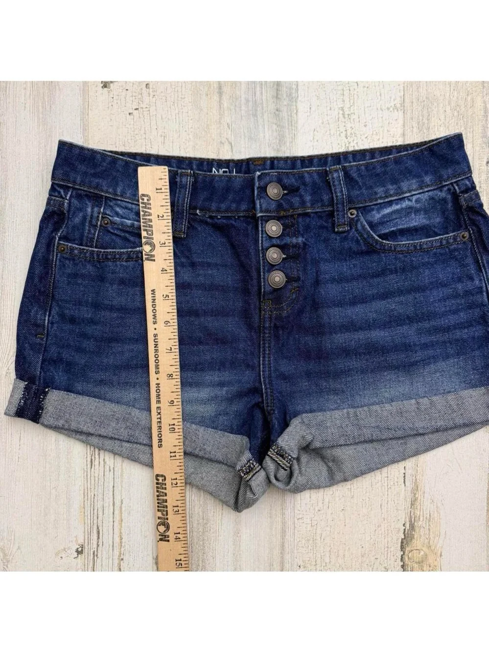 No Boundaries Women's Dark Blue High-Rise Button-Fly Jeans